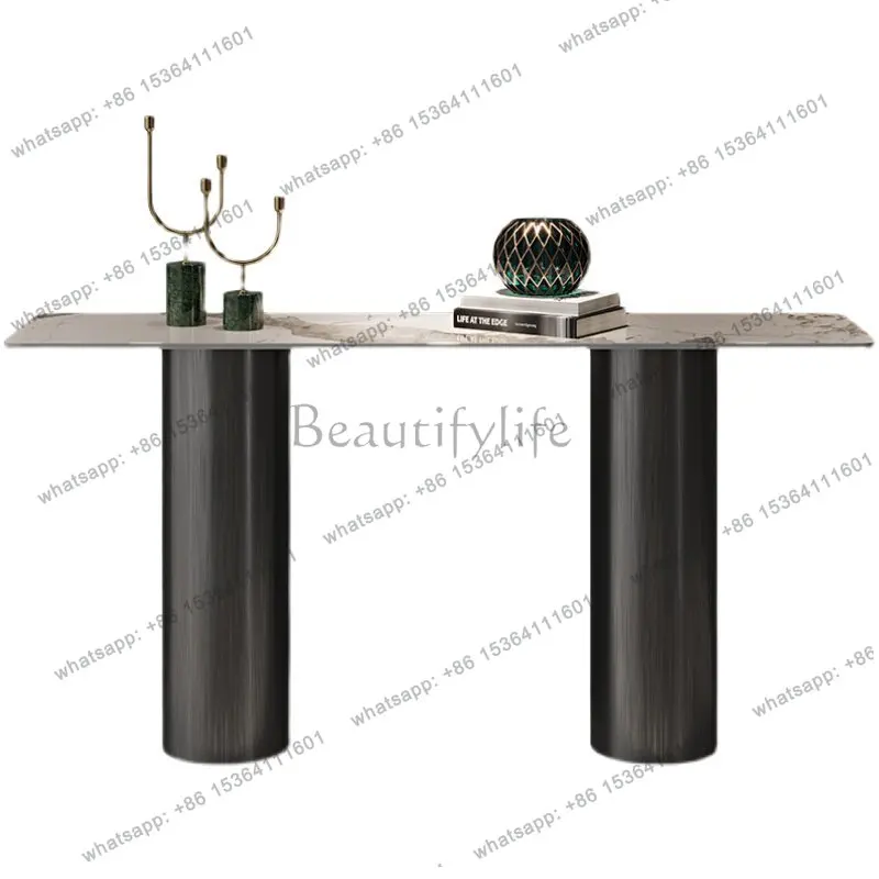 Light luxury minimalist designer end view table against the wall corridor side table