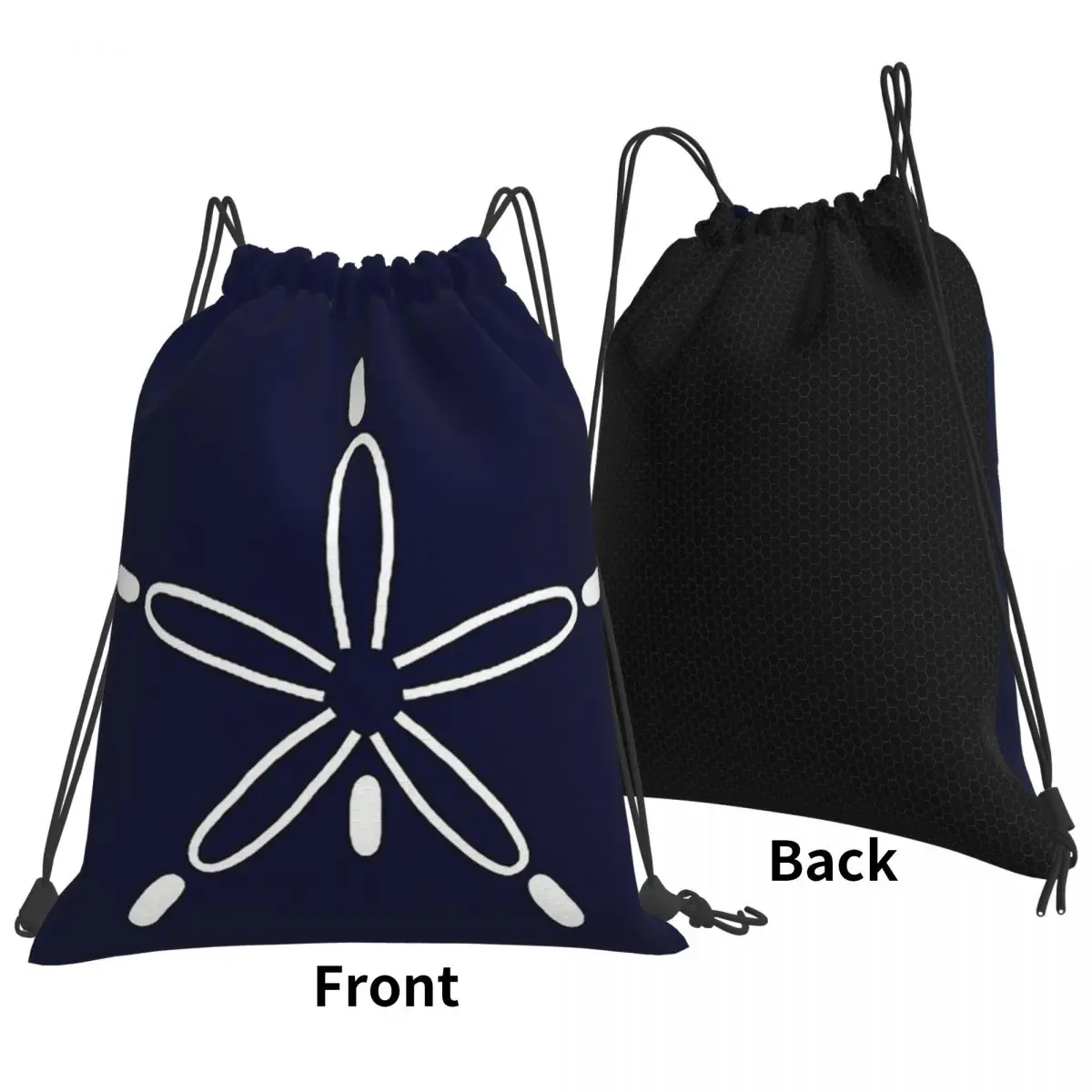 Navy Blue Sand Dollar Backpacks Multi-function Portable Drawstring Bags Sundries Bag Book Bags For Travel School
