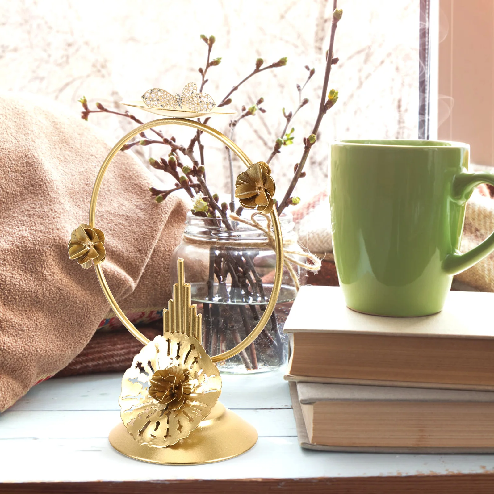 

Display Stand Candlestick Ornament Decorative Holder Metal Candleholders for Table