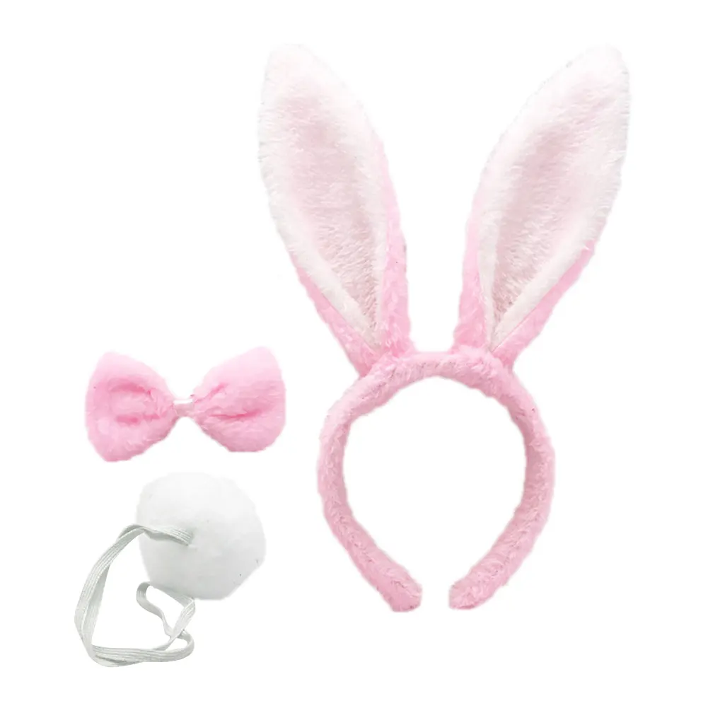 3pcs Hair Band Adjustable Plush Easter Bendable Cute Rabbit Ears Halloween Props