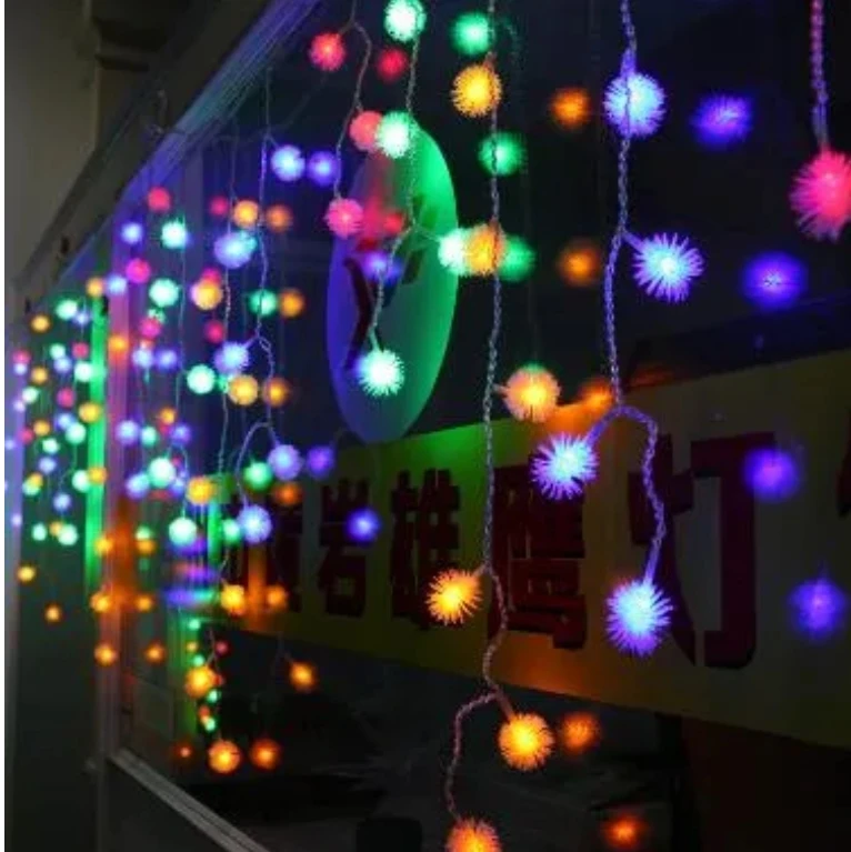 Snowflake ball light string 4M * 0.5M100LED holiday curtain decorative lights hair ball LED lighting