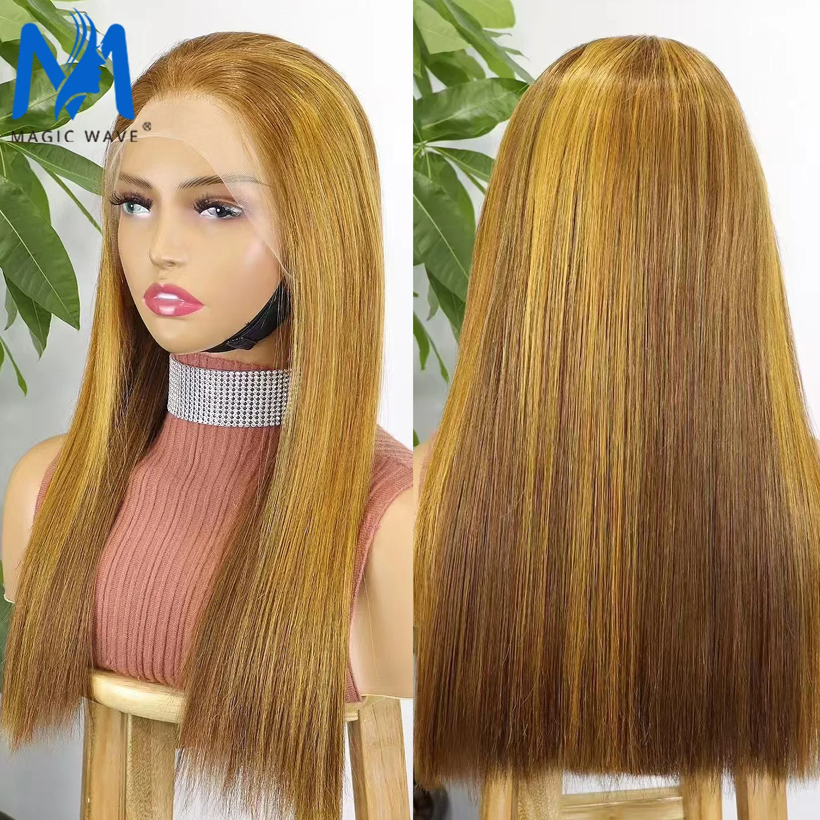 P4/30 Highlight 300% Density Double Drawn Bone Straight Human Hair Wig for Black Women 20 Inch Glueless Brazilian Remy Hair Wig