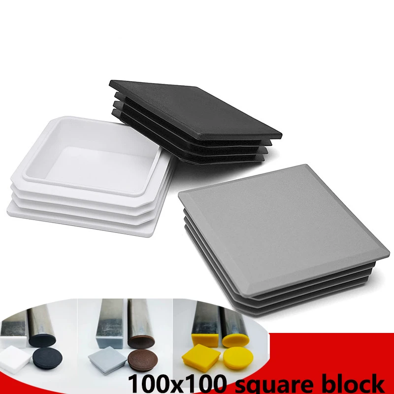 100x100mm Square Steel Pipes, Furniture Protective Caps, Anti-Slip Dustproof Anti-Collision for 1-6mm Wall Thickness Black/White