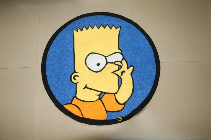 

Simpson Men's round Cartoon Animation Carpet Floor Mat Cushion Home Decorative Area Rug Easy Care Mixed Fiber