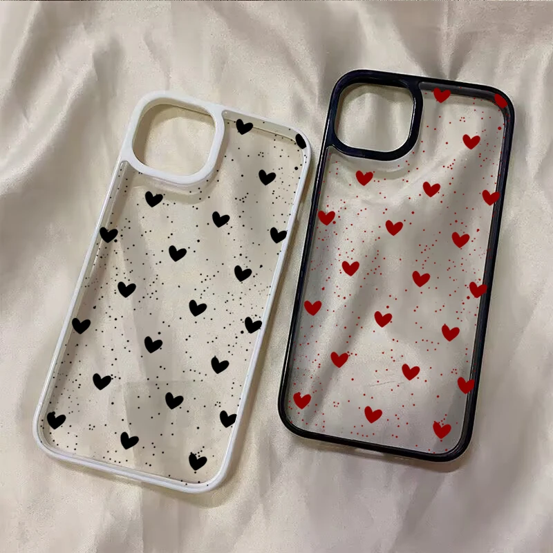 Clear Heart Print Aesthetic Case for Samsung Galaxy S26 Plus S25 Ultra S24 A56 A55 A54 A53 A35 A34 A06 A16 A15 S23 S21 FE Cover