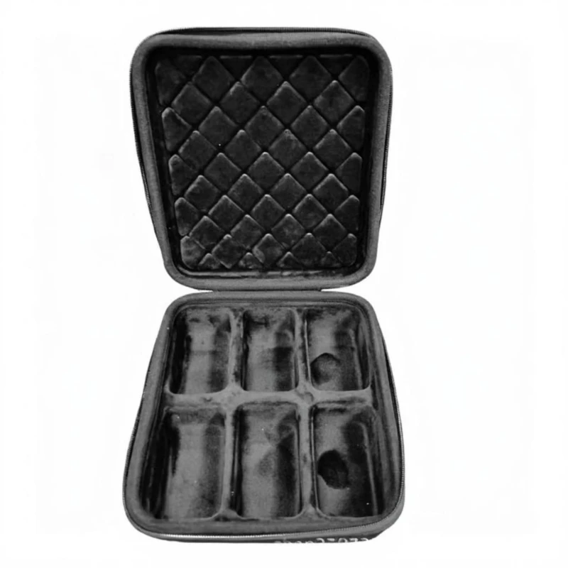 P5EA Premium 6 Slot Watch Organizers Case Travel Waterproof Oxford Material And Reinforced Stitching Design Black