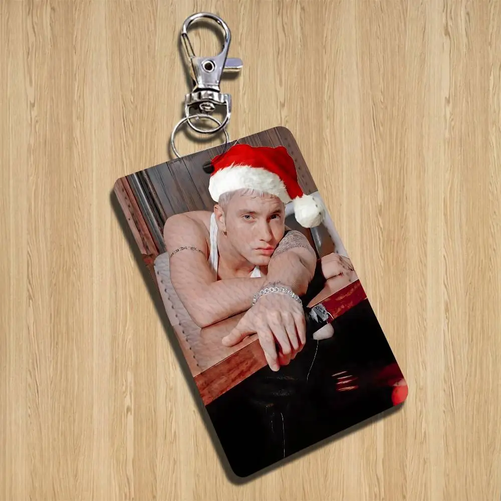 Cool The Slim Shady LP Eminem Keychain Holder Suitable For Subway Bank Bus Card Case Badge Holder Wallet Card Textured pattern