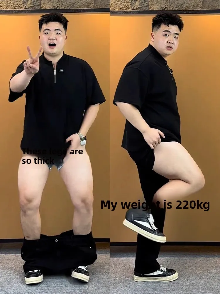 

Men's Elastic Waist Straight Leg Jeans Bootcut Pants Large Size Slimming Bla Stretch Denim Wide Leg Trousers Youth Faion