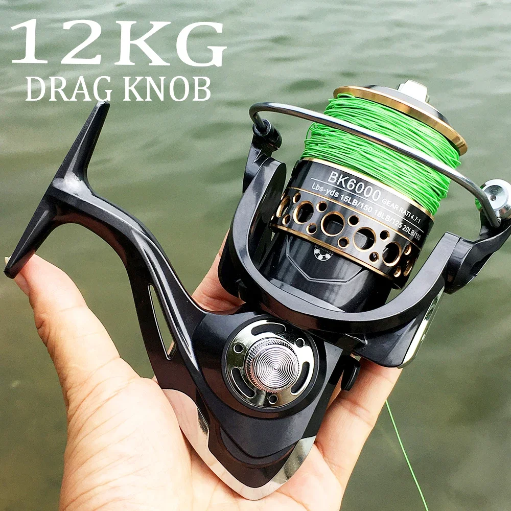 BK2000-7000 Series Fishing Reel 12KG Max Drag for Lure Fishing Freshwater Saltwater 5.2:1/4.7:1 High Speed for All Waters Smooth