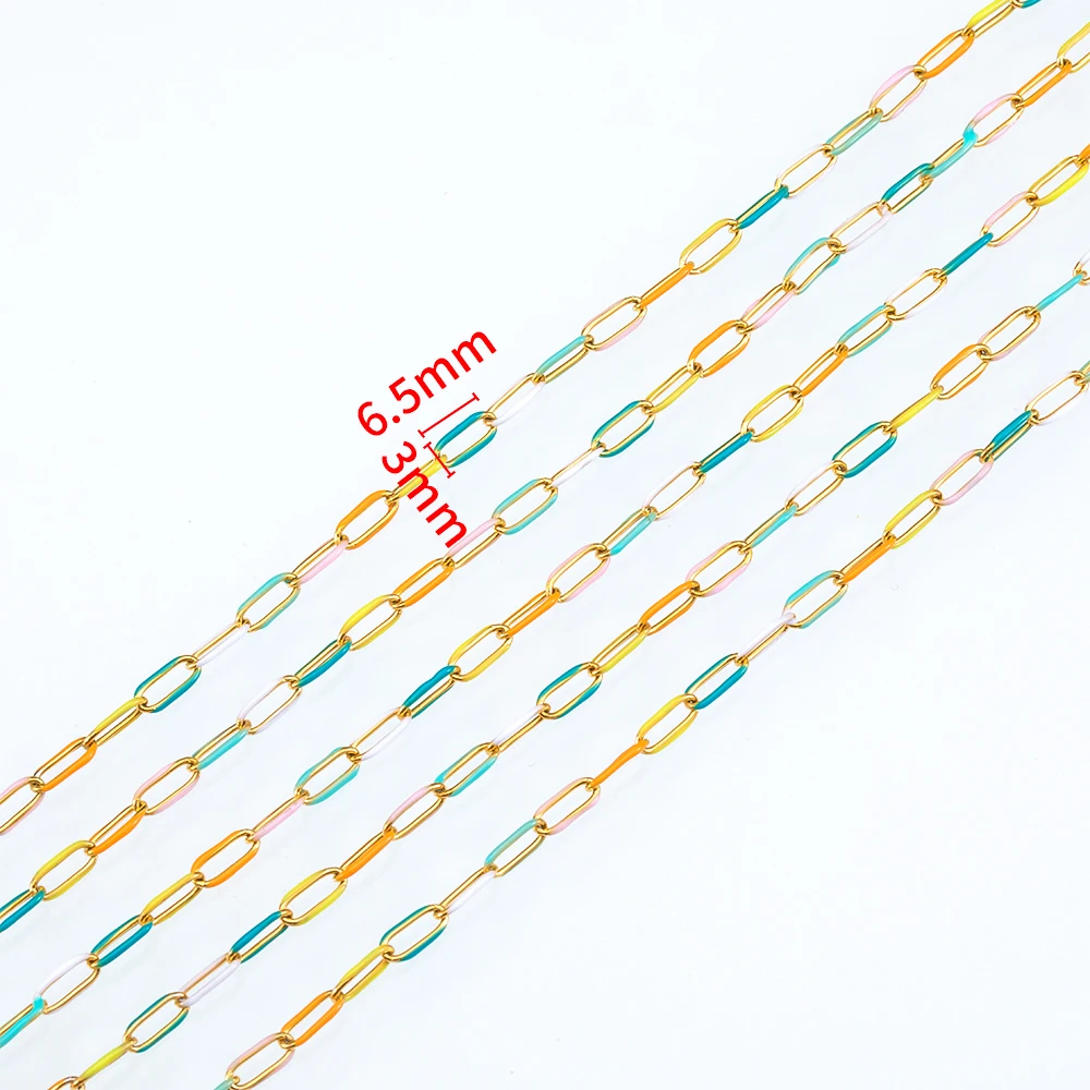 1meter Gold Plated Stainless Steel Enamel Chains For Jewelry Makings DIY Cable Chains For Jewelry Necklace Bracelets Accessories