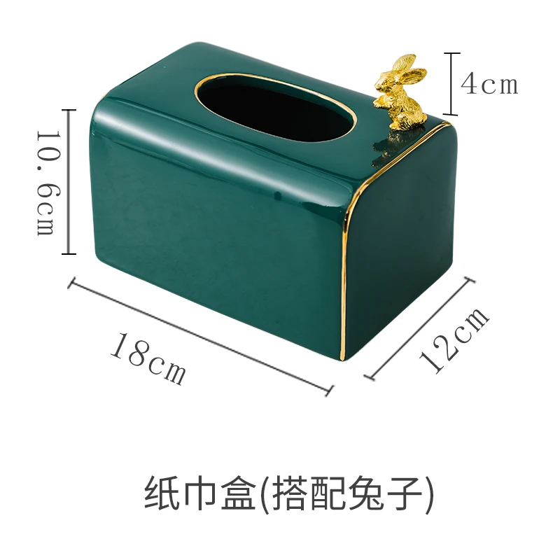 Green Ceramic Tissue Box Animal Decorative Napkin Paper Boxes Organizer Storage Towel Holder