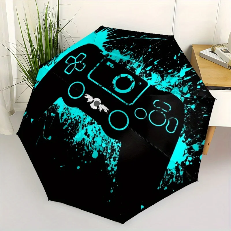 Video Game Controller Umbrella - Cute Umbrella with Cute Design, Portable 3-Fold Compact Umbrella for Men & Women, Valentine's
