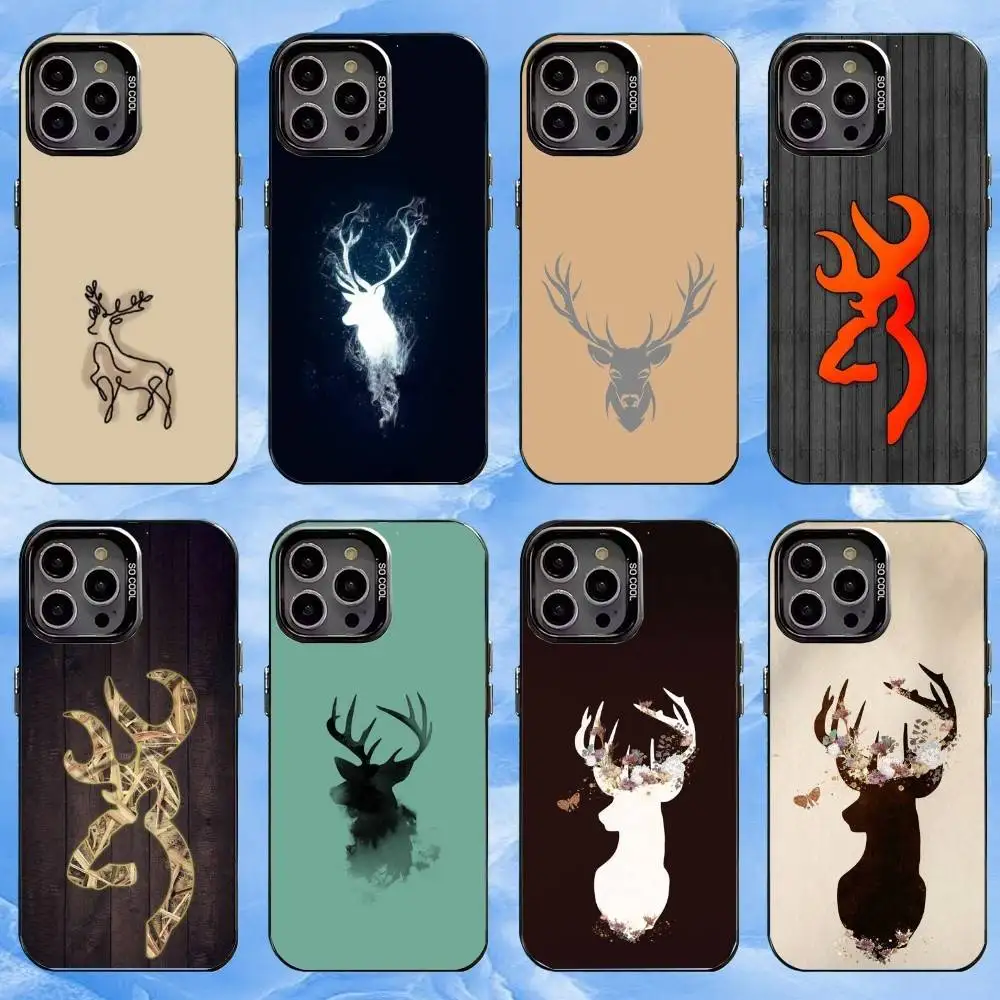 

Cool B-BrowningS-Huntings Deer Phone Case For iPhone17,16,15,14,13,12,11 Plus,Pro Max Black Candy silver phone case