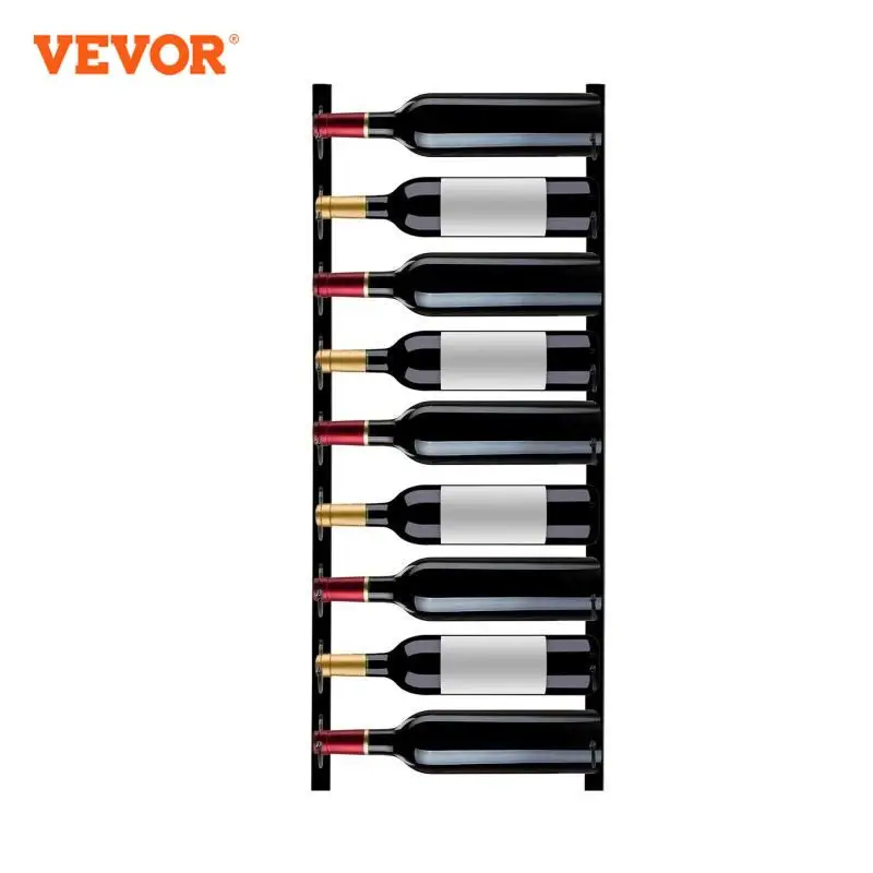 VEVOR 9/12/24 Bottle Steel Wall Mounted Wine Rack Creative Wine Black Home Vertical Type Storage Holder Stackable Bar Decoration