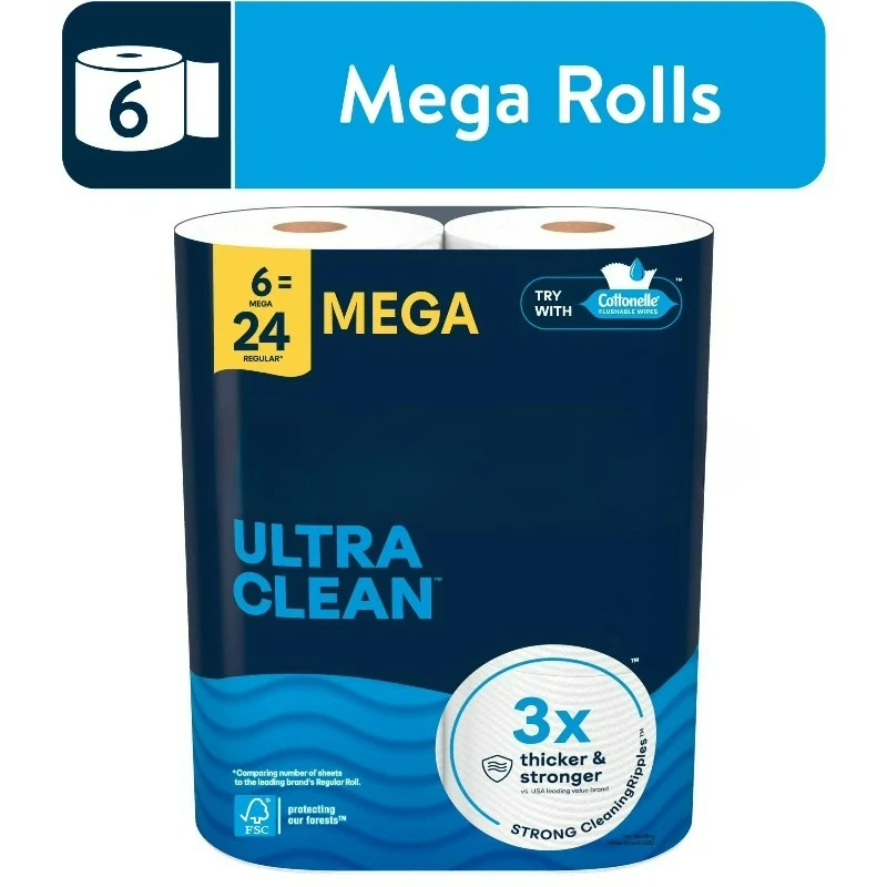 

Ультрачистая туалетная бумага, прочная туалетная бумага, 6 мегарулонов