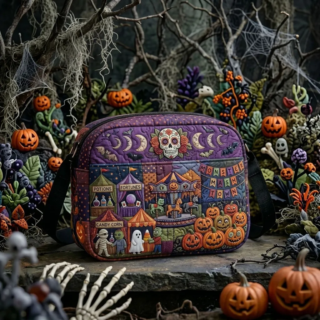 Small Square Bag Halloween Themed Soft Shoulder Bag Casual Crossbody Bag Lightweight For Holiday Parties Holiday Styling Casual