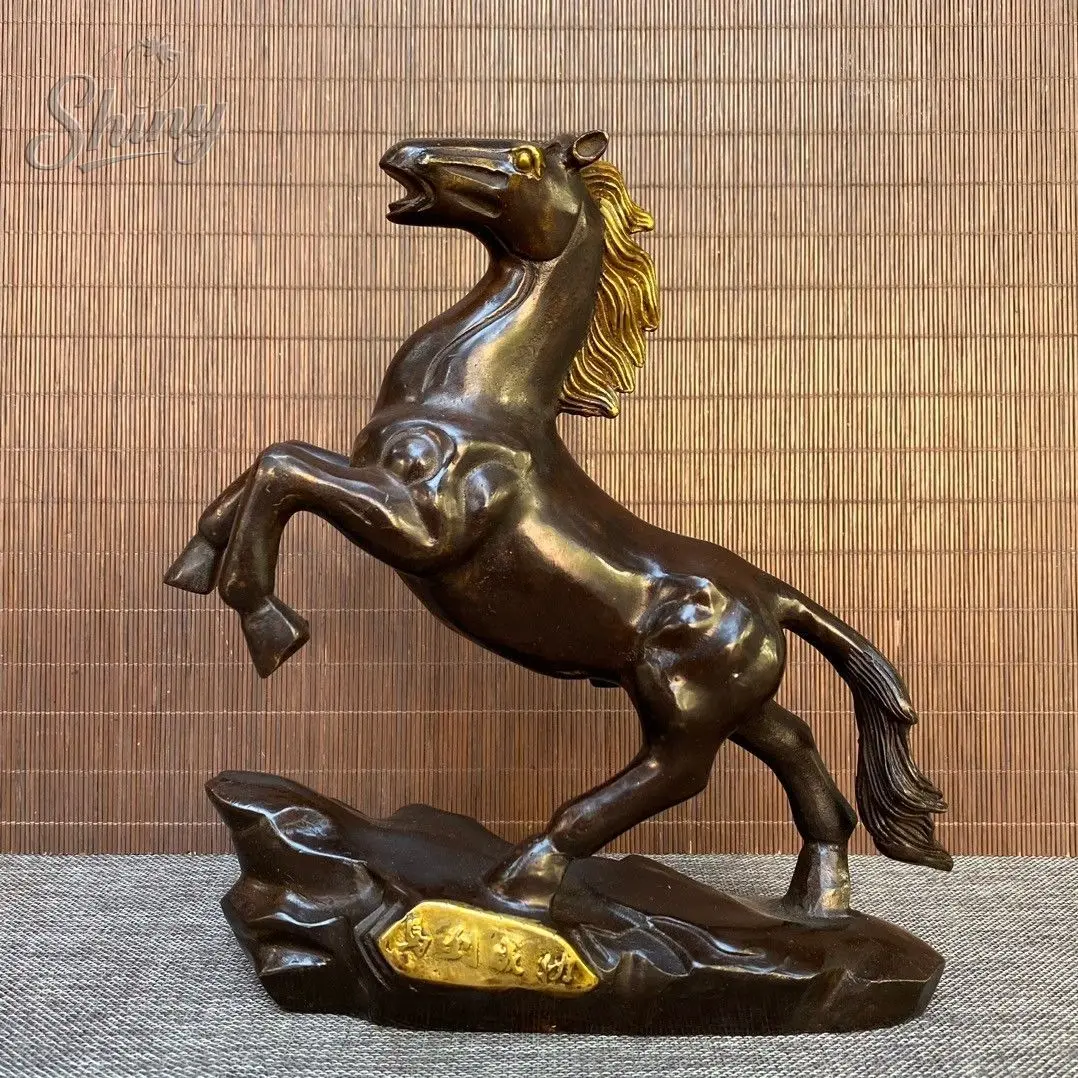 Bronze Horse Statue - Wealth Lucky Zodiac Horse Decor for Home/Office Desk, Chinese Feng Shui Craft Gift for Birthday