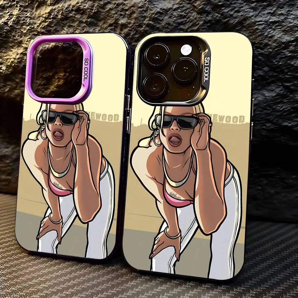 EPC الساخن لاعب واحد لعبة Rstars GTA موضة جراب هاتف IMD اللون الفضي شل آيفون 16 15 14 13 12 11 برو ماكس زائد