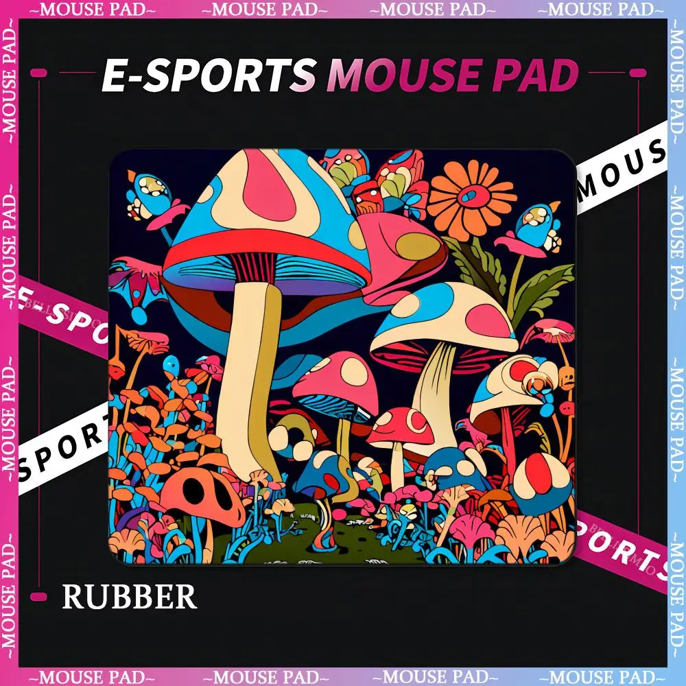 Mushroom Rubber Small Mouse Pad Laptop Multicolor Cartoon Desk mat Computer Gamer Lock Edge Mouse Pads Gaming Accessory Pad