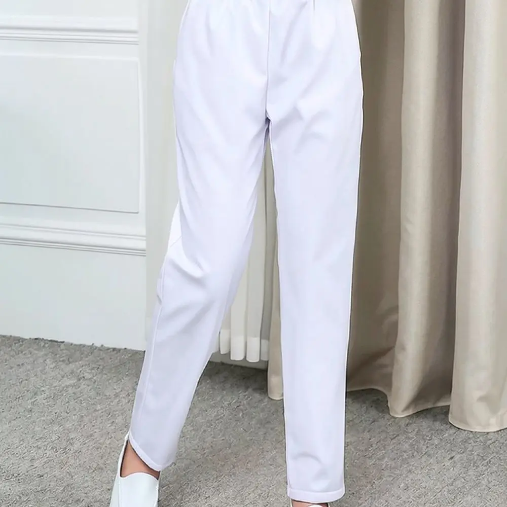 Comfortable Medical Scrubs Elastic Waist Work Trousers For Healthcare Professionals Salon Uniform Pants Soft Cotton Fabric
