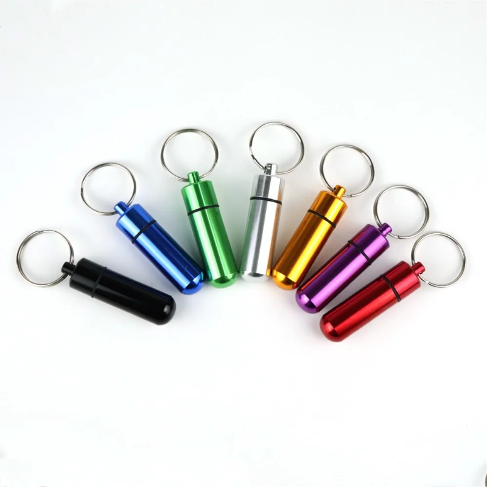 New Portable Mini Waterproof Aluminum Pill Box Cases Container Organizer Storage for Vitamin Medicine Fish Oils Keychain Earplug