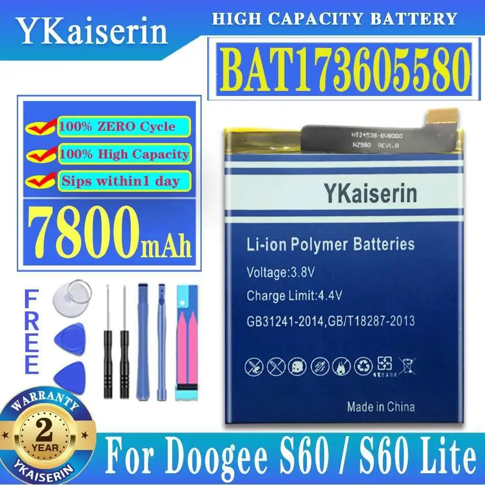 

Долговечная работа BAT173605580 7800 мАч, быстрая зарядка для Doogee S60 Lite BAT17M15580, аккумулятор мобильного телефона