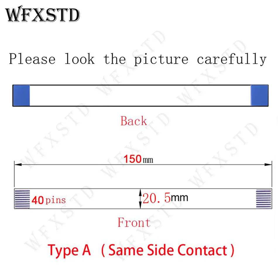 40pins 20.5mm 15cm TypeA New Flex cable AWM 20706 105C 60V VW-1 E118077 or E129545 or Other Same Side contact