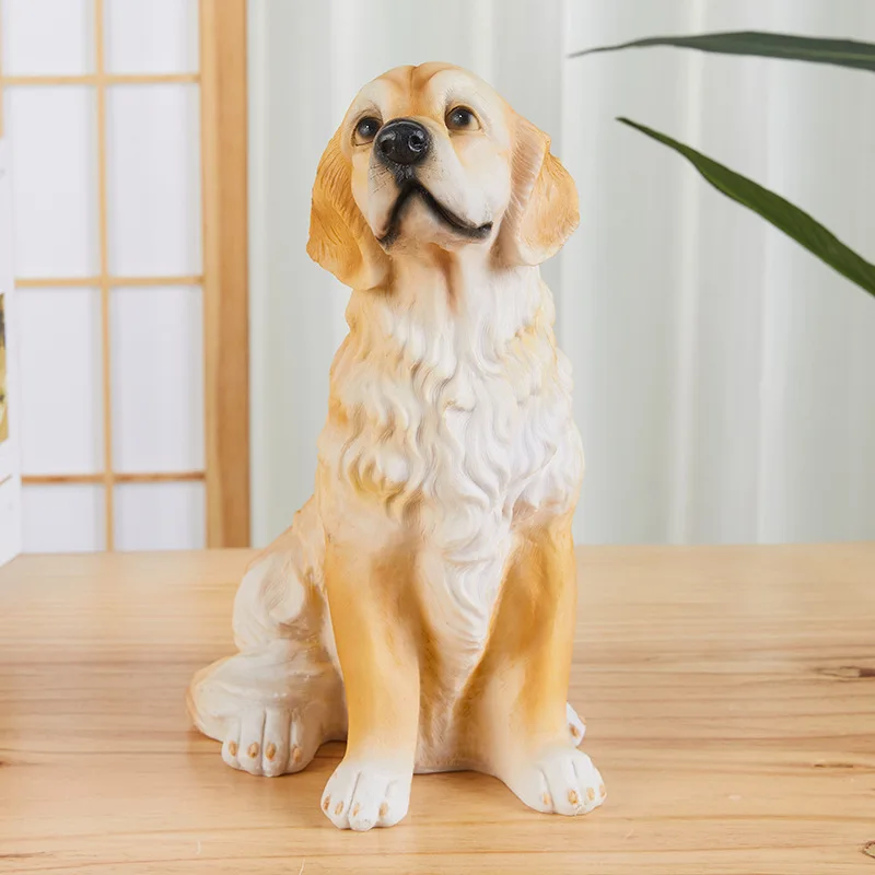 Simulated Golden Retriever French Bulldog Statues, Home Animal Ornaments, Outdoor Garden Decorations, Resin Handicrafts