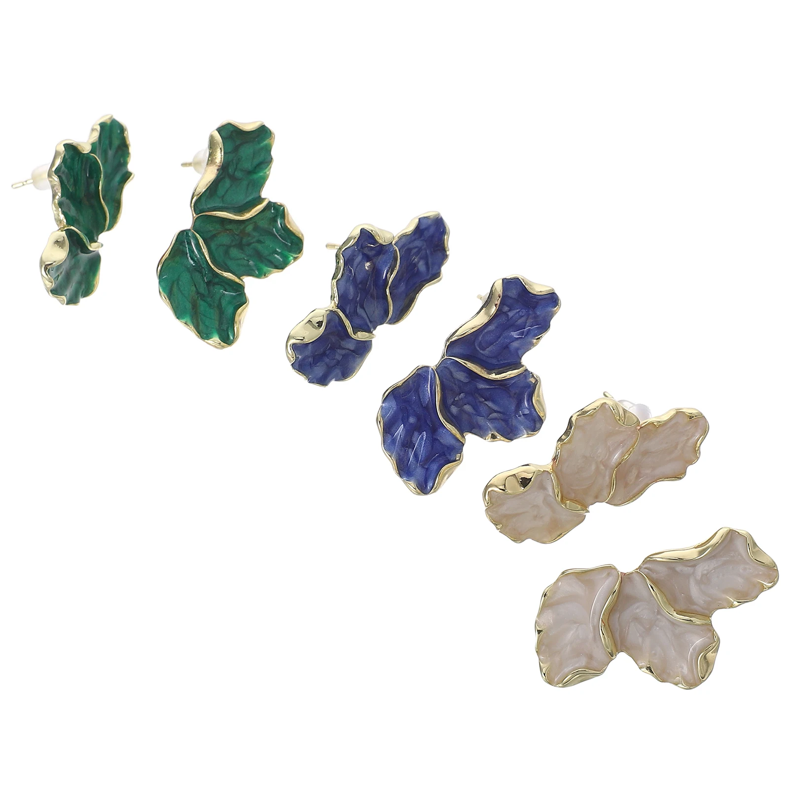 

3 Pairs Earrings Colored Birthday Set Dangle Zinc Alloy Floral Statement