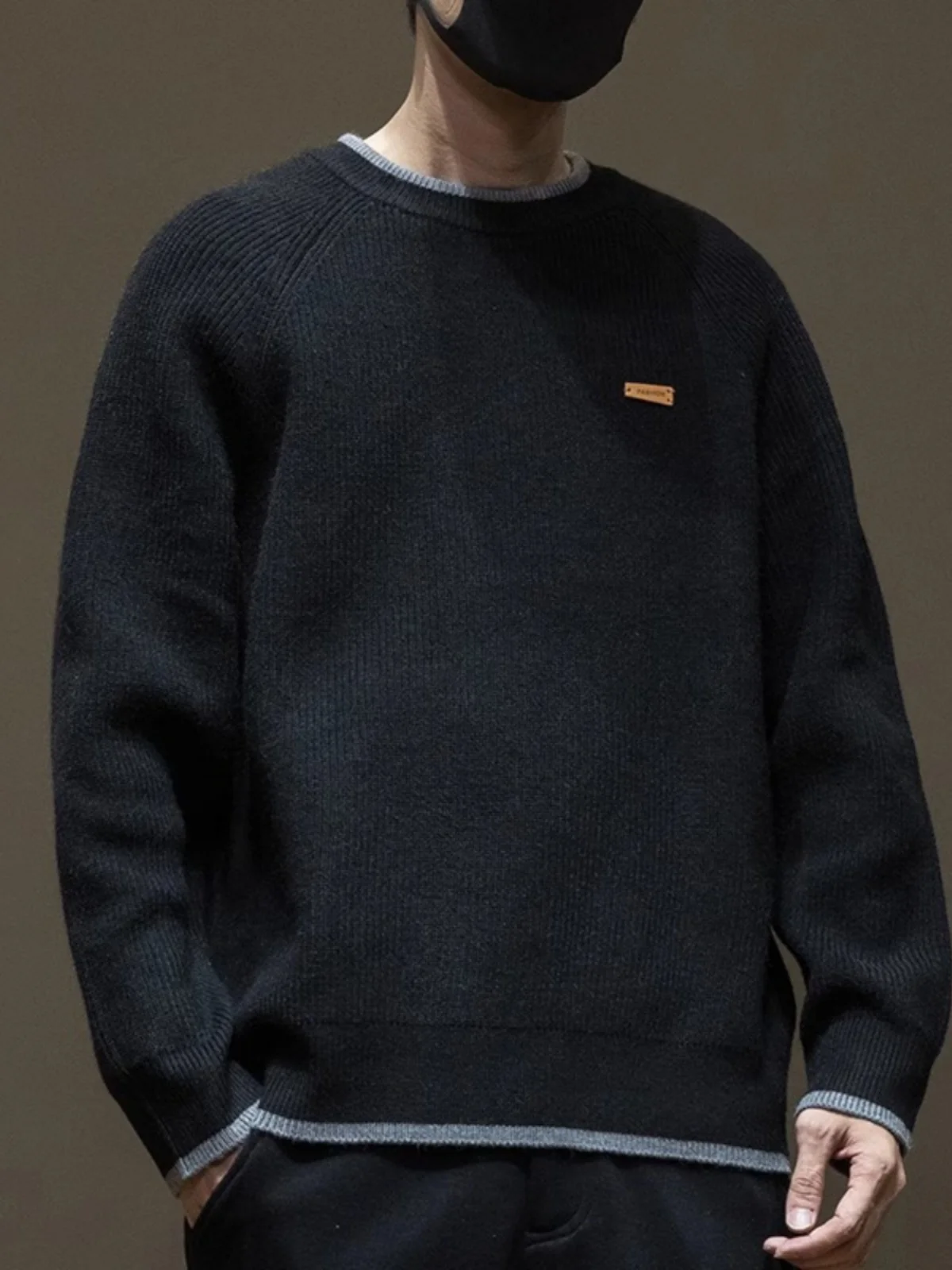 

Мужской зимний свитер в американском ретро-стиле, новый, свободный крой, трендовый, вязаный, повседневный, с круглым вырезом