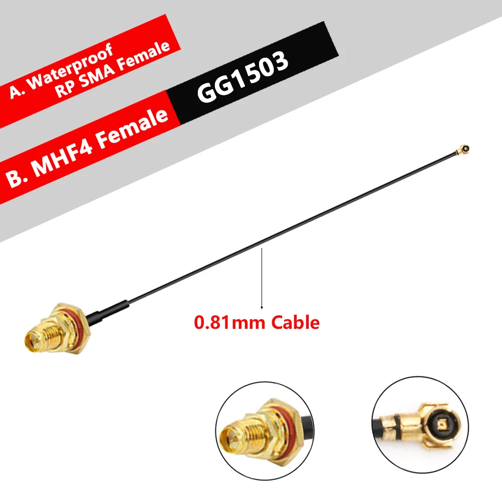2PCS uFL u.FL MHF Female to Waterproof SMA Female Adapter RF Coaxial Pigtail WIFI Antenna Extension MHF RG1.13MM RG0.81MM Cable