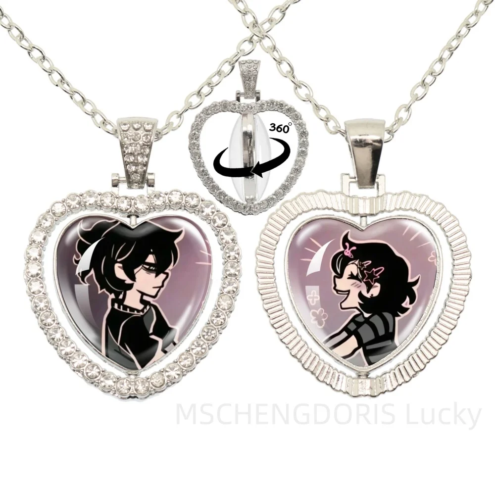 Collar de cosplay The Coffin Of Andy And Leyley, colgante de cristal cabujón de doble cara con forma de corazón, joyería, regalo