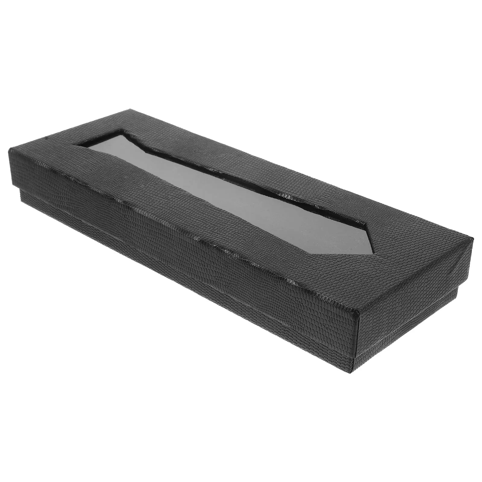 

Black Snakeskin Tie Storage Box Heavy Duty Travel Case for Neckties Handkerchiefs Organizer Business Present Packaging