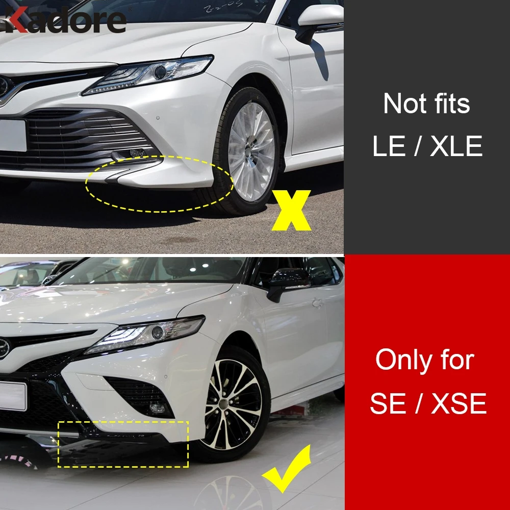 For Toyota Camry 70 SE XSE 2018 2019 2020 Carbon Fiber Car Front Bottom Bumper Corner Cover Trim Molding Strip Accessories