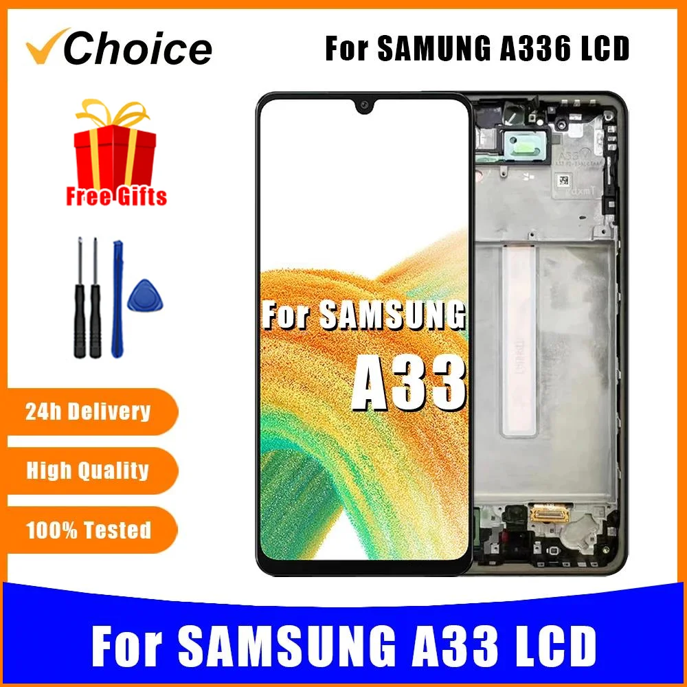 AMOLED Display For Samsung A33 5G LCD Display Touch Screen Digitizer For Samsung A336 With Frame LCD Screen Assembly