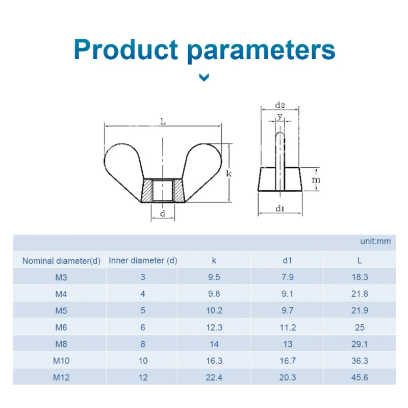 M3 M4 M5 M6 M8 M10 M12 Black Zinc Butterfly Wing Nuts  Carbon Steel Wing Nuts Hand Tighten Nut