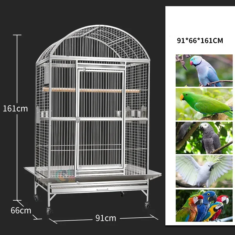 Stainless Steel Metal Parrot Bird Cage, Extra Large, Giant Large Bird Cage, Villa Parrot Breeding Cage ST68R