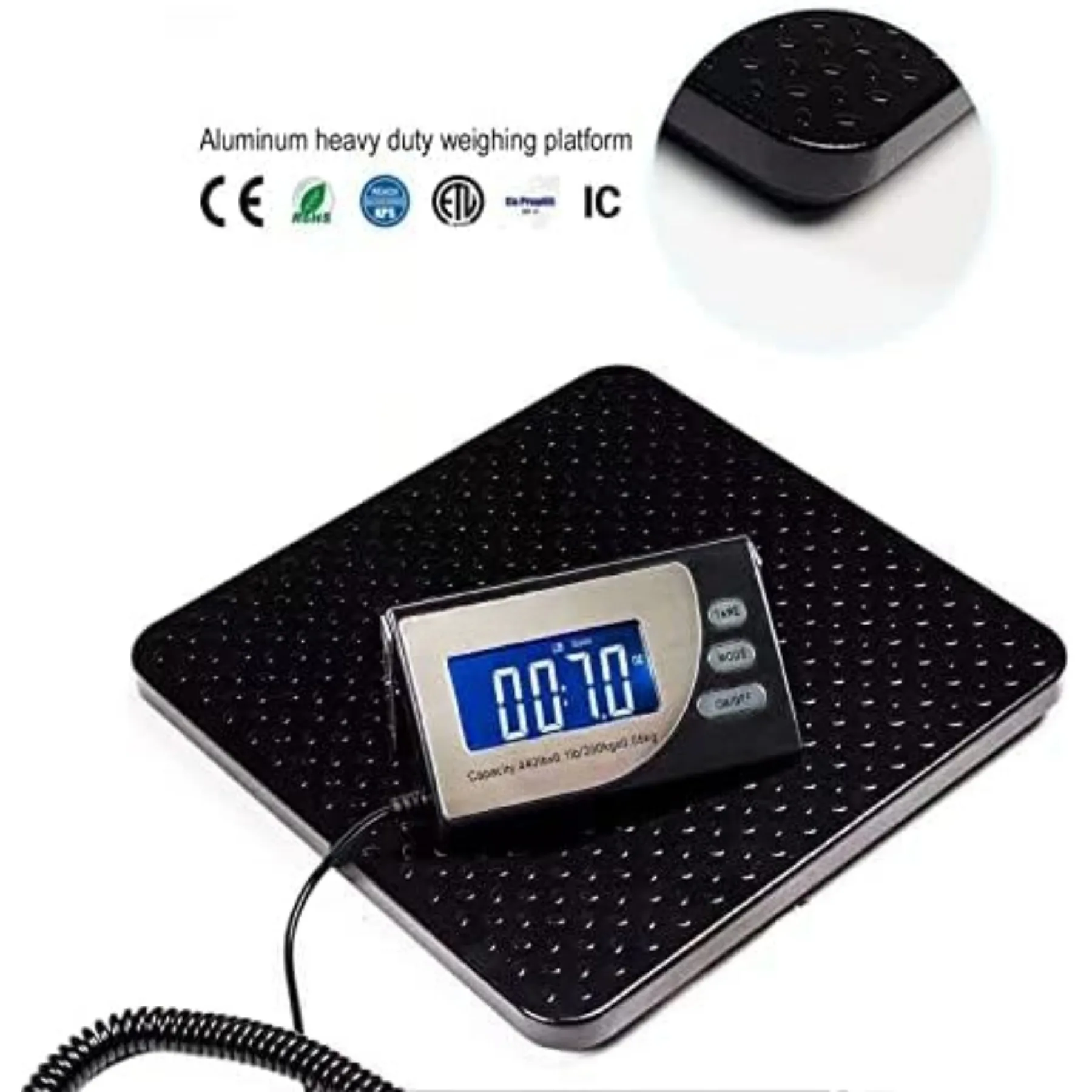 Цифровые почтовые весы, сверхмощная платформа для взвешивания для упаковок, доставка, грузоподъемность 660 фунтов, читамость 1 унция, портативный, черный