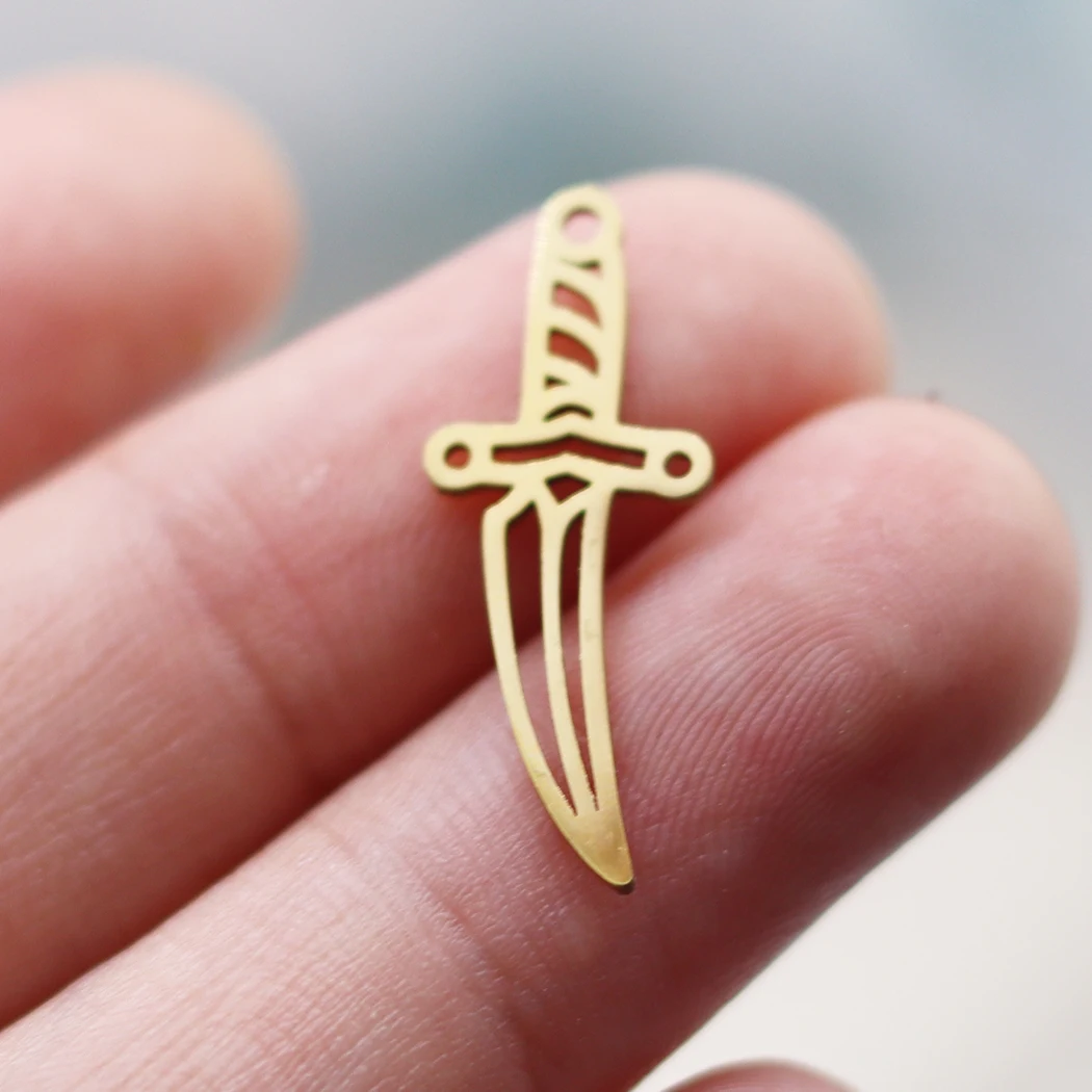 3pcs Hollow Line Dagger Charms DIY Tassels Bracelets Earrings Jewelry Making Delicate Stainless Steel Pendant diy Accessories