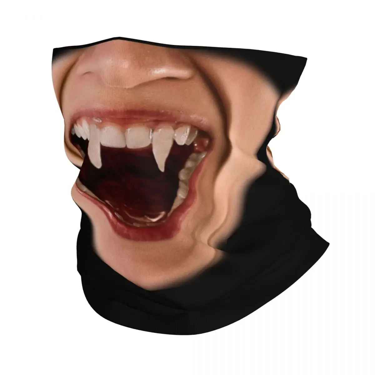 カスタムホラーヴァンパイアファングスバンダナウィンターネックウォーマー女性用防風ラップフェイススカーフスキーデビルゴーストゲイターヘッドバンド