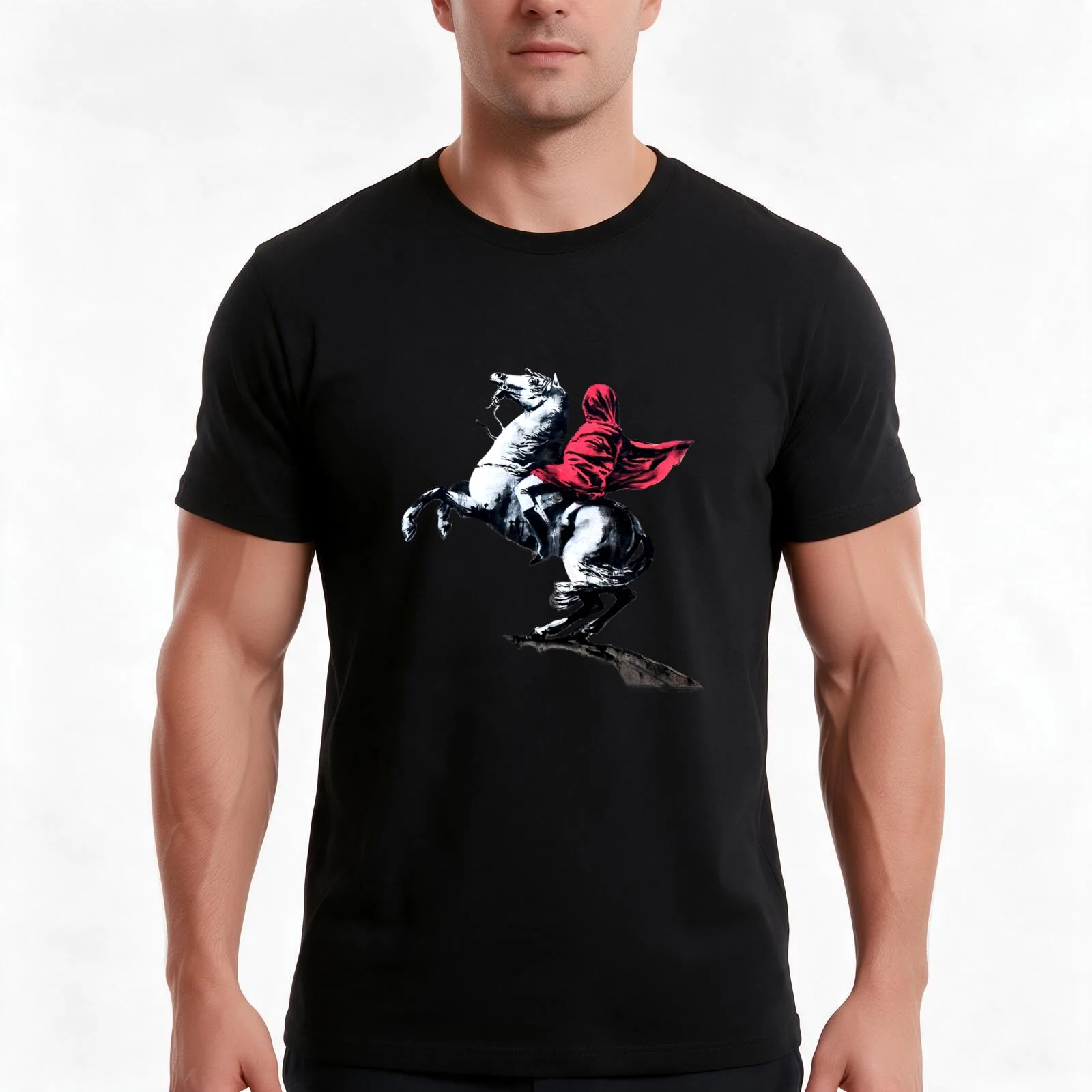 Napoleon T-Shirt, Summer Casual Cotton Tee, Oversized Streetwear Tops, Vintage Graphic Print, Loose Fit Short Sleeve