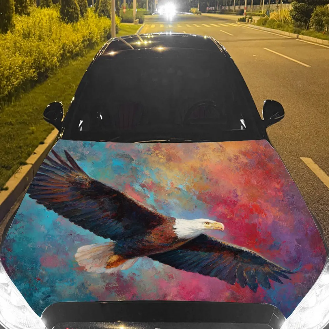 

Car Decals An Eagle With Stunning And Soaring Charm In A Colorful Sky Car Hood Sticker, Waterproof Self - Adhesive Vinyl Graphic