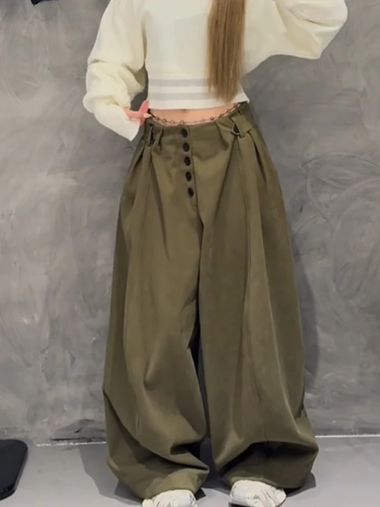 

American High Street Loose Lazy Wide Leg Pants Women's Spicy Girl Versatile Pleated Casual Floor-Length Trousers