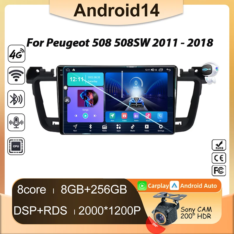 

Car Radio For Peugeot 508 508SW 2011 - 2018 wireless CarPlay Android Auto car intelligent systems No 2din DVD Head Unit carplay