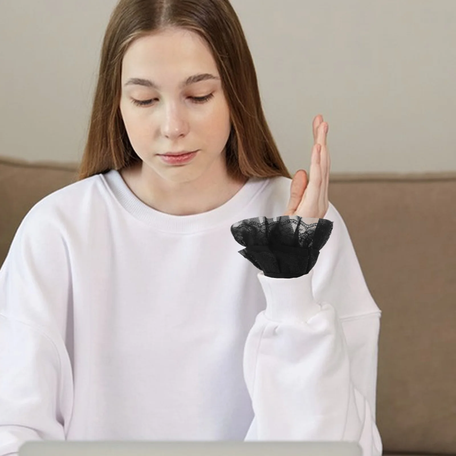 

Fake Sleeves Decorative Wrist Cuffs Detachable Shirt Costume False Hoodie Bride