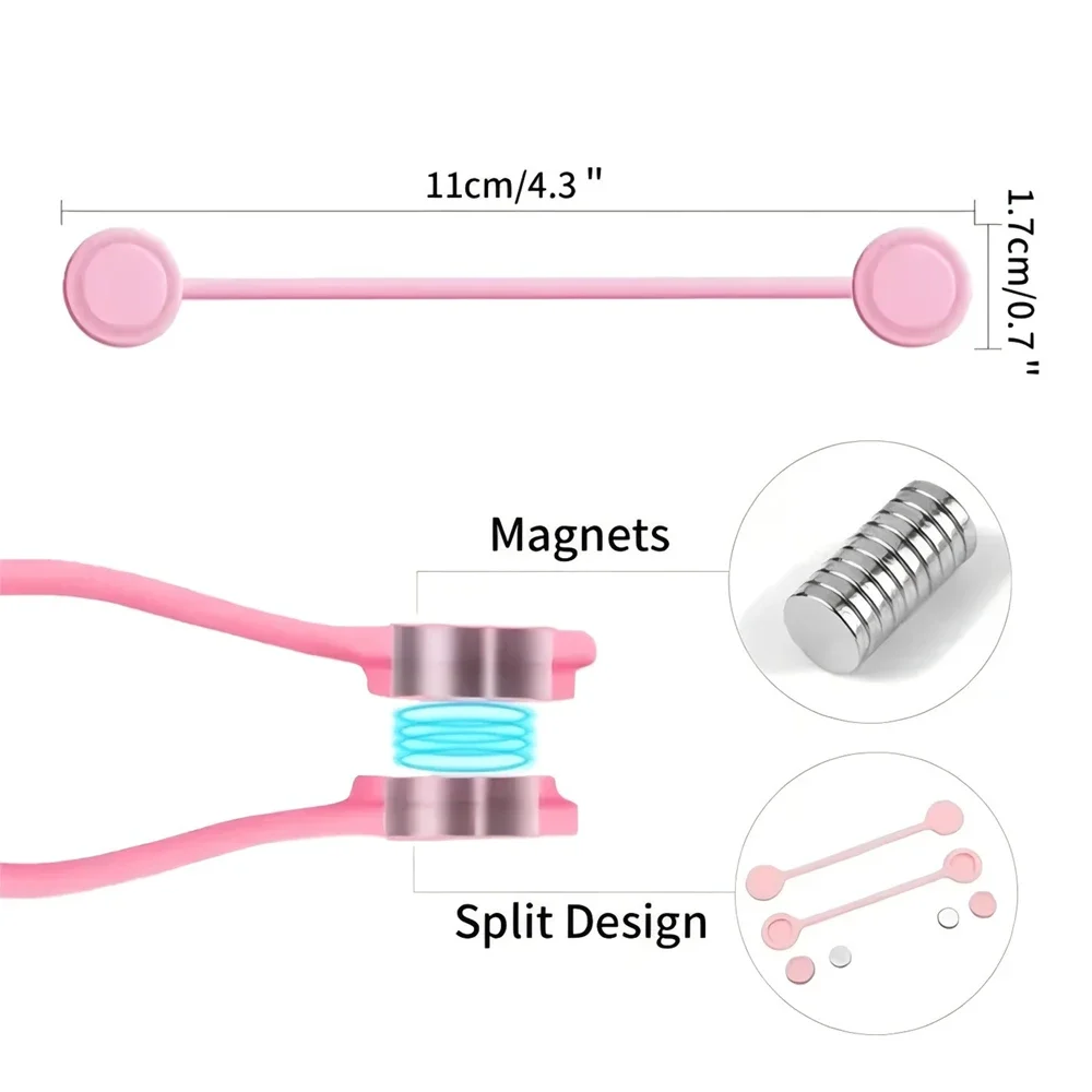 Reusable Twist Ties with Strong Magnet for Bundling and Organizing Cables,Headphone Cables,USB Charging Cords