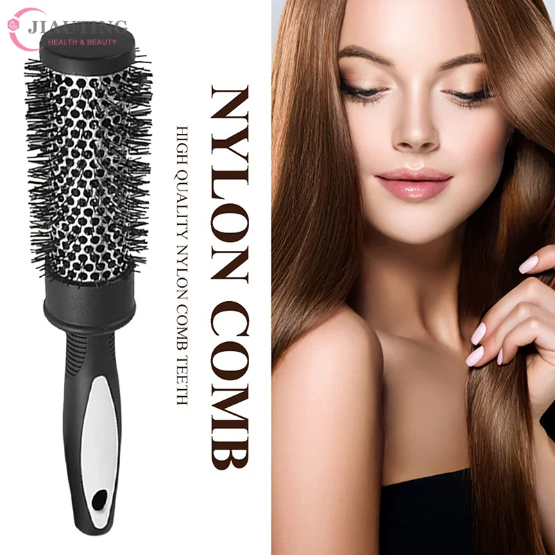 

Round Curling Roller Comb Hair Styling Nylon Brush Thermal Aluminum Tube Barrel Hair Brush For Woman Man Hair Blowing And Drying