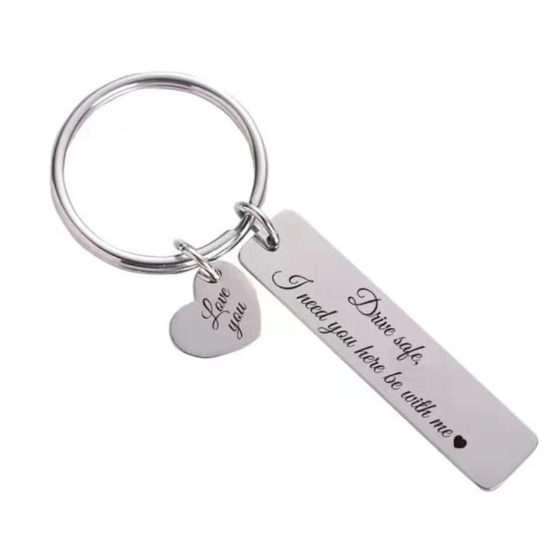 Custom Engraved LOGO Stainless Steel Name Keychain Personalized Customized Products Fashion Love Key Ring Gift Wholesale