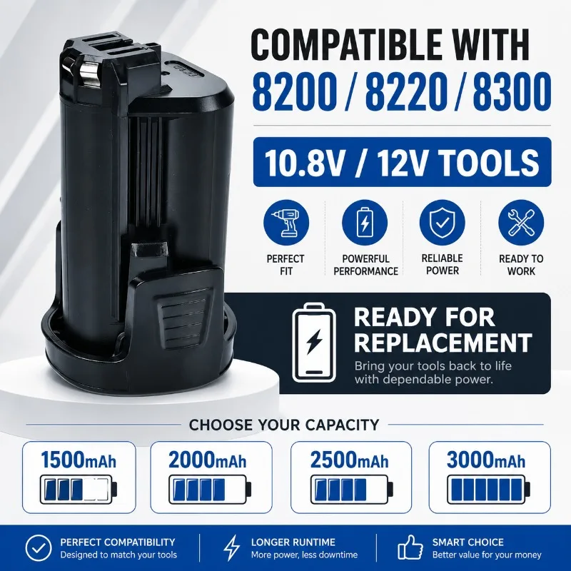 1.5AH-3AH Battery Life Suitable for Bosch B 10.8V 12V Lithium Battery DREMEL 8200 8220 8300 Electric Long-lasting Tool Battery