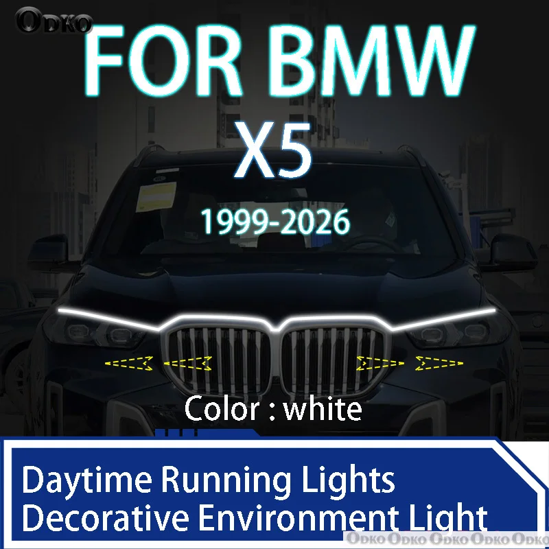 ل 	 BMW X5 1999-2026 ترقية حديثا LED النهار تشغيل ضوء المسح بدء غطاء السيارة DRL دليل مصباح المحيطة الزخرفية 12 فولت #1